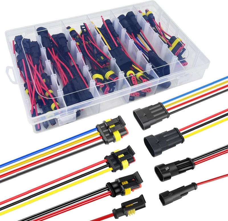 Twippo 20 AWG Waterproof Wire Connectors Automotive Electrical Connectors Quick Disconnect Wire Connectors 1/2/3/4 Pin with 20 Gauge Wire (26 Kits) - Image 1
